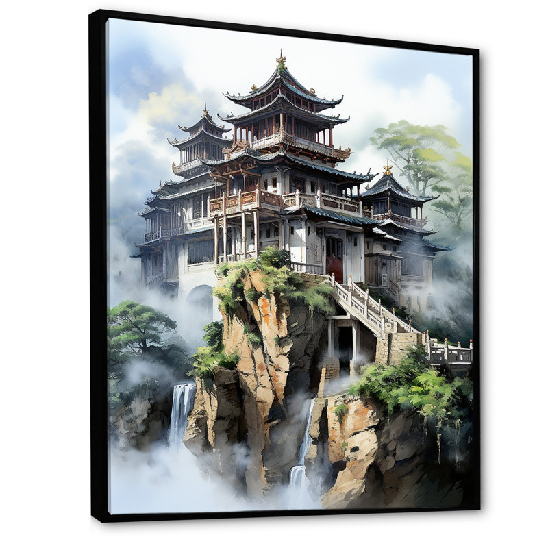 China Misty Mountains 3 - Art mural de Chine, Cadre flottant noir, H 44 po x l 34 po x P 1,5 po