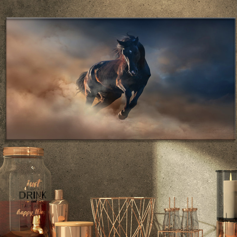 «Black Stallion Horse», reproduction de photo sur toile tendue, H 16 po x l 32 po x P 1 po