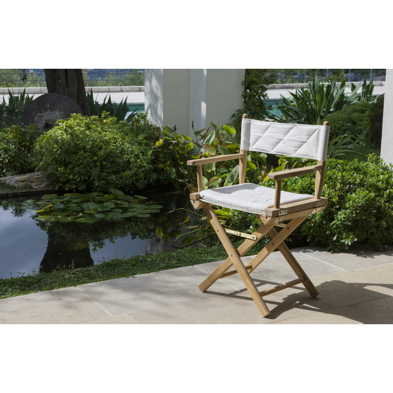 Fauteuil Sroka en teck et housse en coton blanc