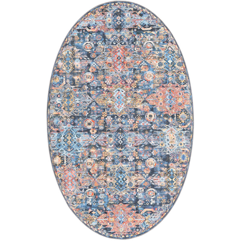 Oppie Performance Chenille Oriental Indoor Rug, Oval 5' x 8'