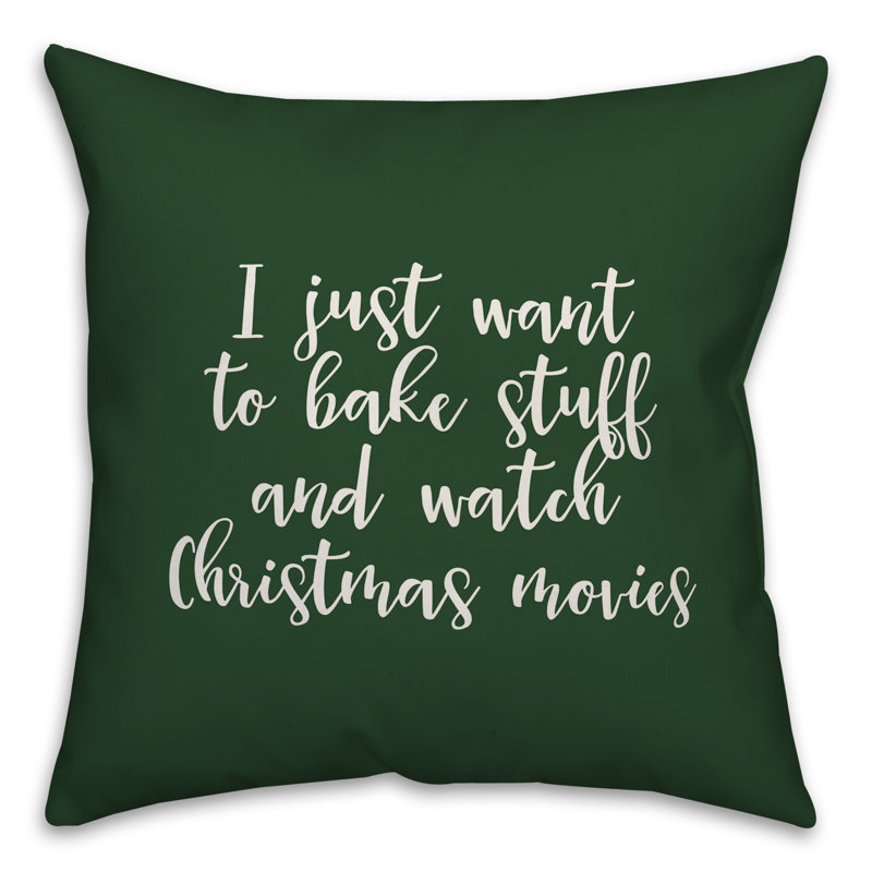  Faites cuire des aliments et regardez des films de Noël, Vert foncé, Housse de coussin