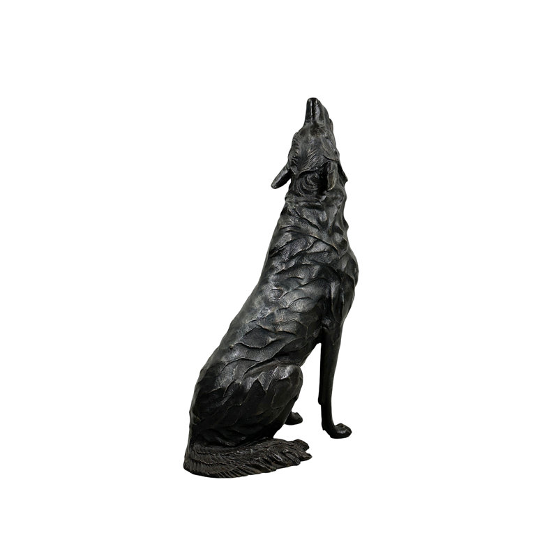 Bronze Sitting Wolf Sculpture
