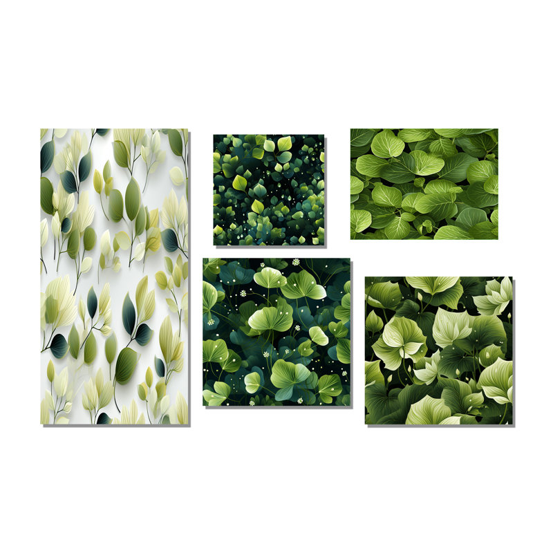 Meka - Ensemble de 5 impressions murales sur plantes, Toile tendue