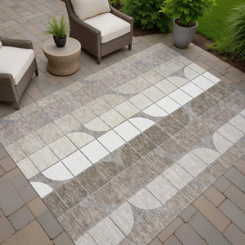 Machine Washable Indoor/Outdoor Lockway ACN2418 Mid-Century Modern Rug, Rectangle 5' x 7'6"
