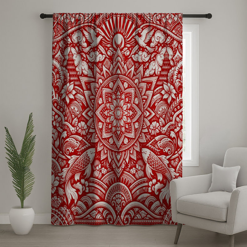 Rideaux de fenêtre complexes et transparents Mandala, 50" x 92" - 1 Panel, Blockout