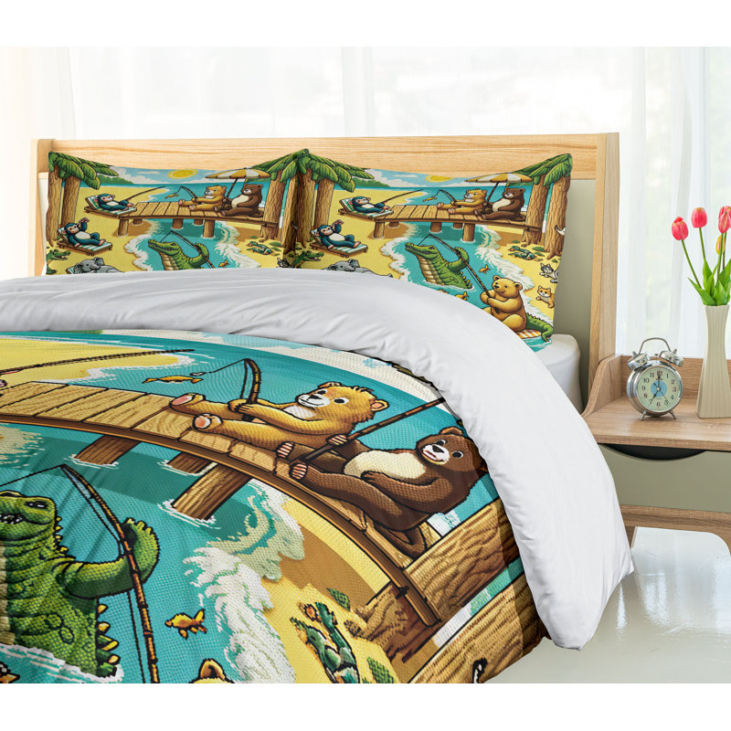 Ensemble de housse de couette en microfibre, Housse de couette pour grand lit et 2 taies décor