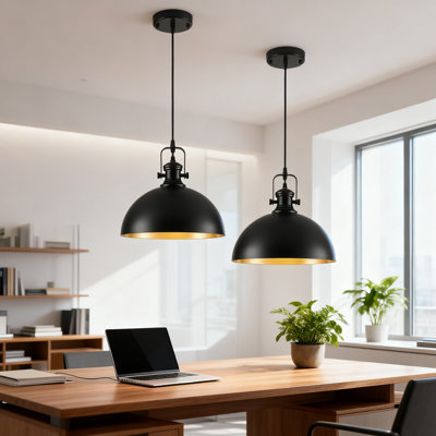 Farmhouse Kitchen Island Pendant Lights 2 Pack, Industrial Vintage Dome Light Fixture With Adjustable Hanging Height For Dining Room, Foyer, And Bedroom
