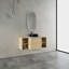 Meuble-lavabo mural 48 po avec lavabo d'art en céramique et 2 tablettes de rangement, porte à fermeture en douceur, emballage KD, contreplaqué