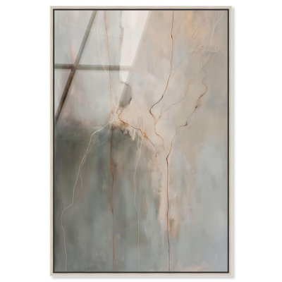 Art mural abstrait en verre ultrabrillant encadré Fiery Traces II par Art Remedy, cadre argenté, 20 x 30