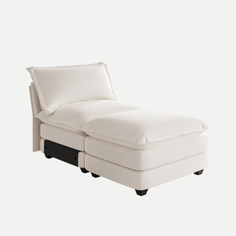 Fauteuil sans accoudoirs et repose-pieds pour canapé modèle spécifique, beige