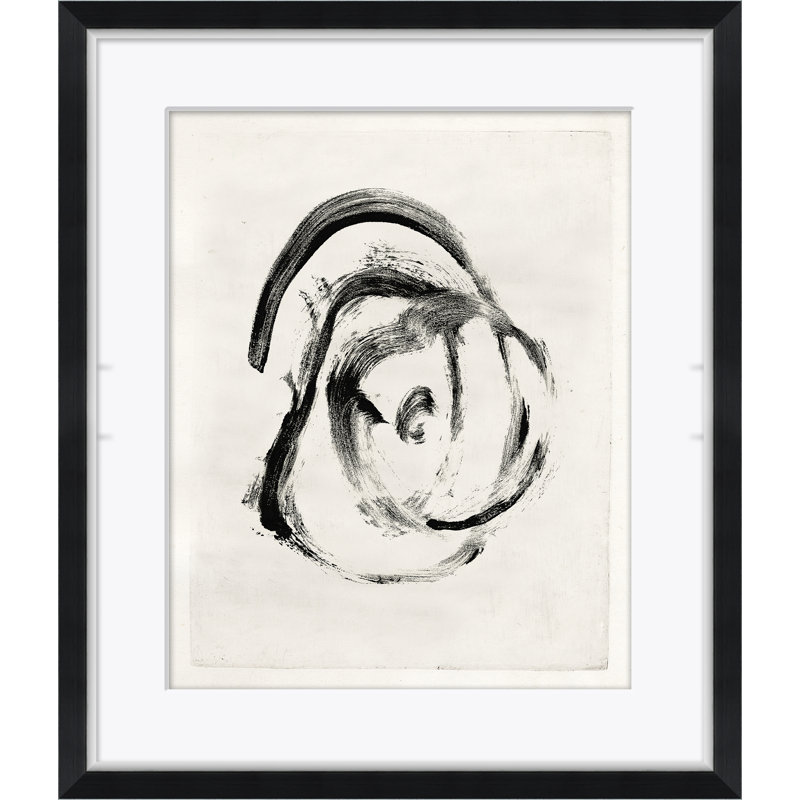 «Black & White Swirl» - Peinture encadrée sur papier