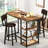 Rustic Brown Bar Table Set for 2 with Storage Shelves - 350 lbs PU Leather Stools, Space-Saving Design for Small Kitchens & Apartments