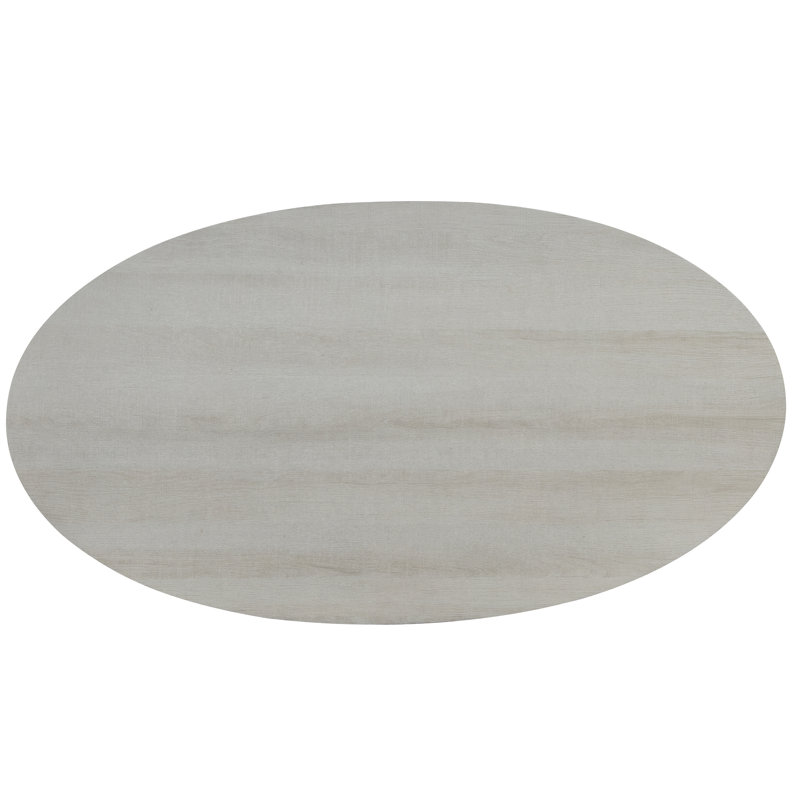 Table basse ovale en bois à finition blanche avec tablette pratique et élégante, Blanc
