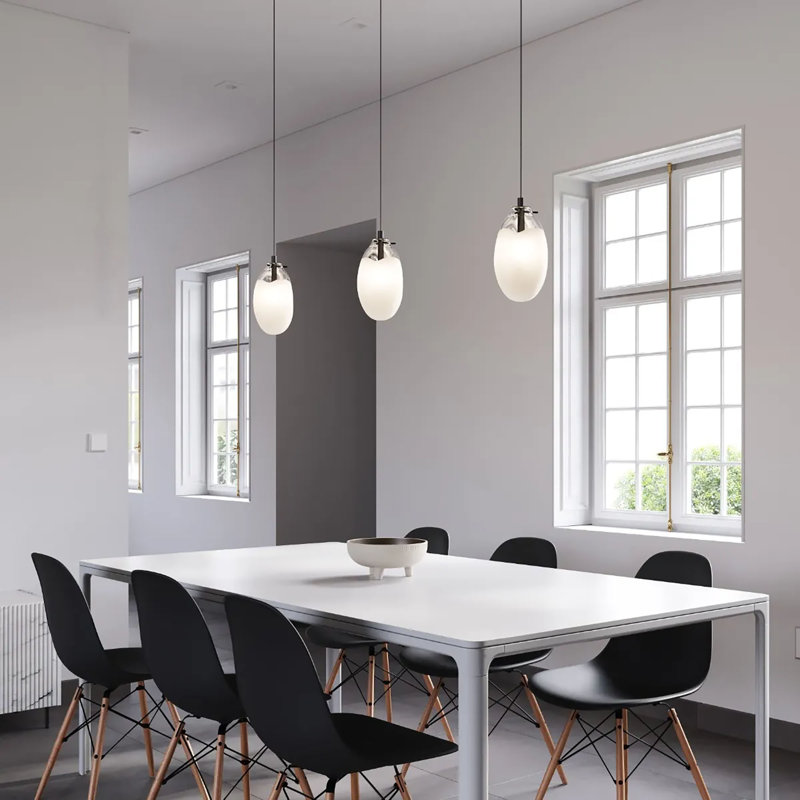 Luminaire suspendu géométrique à 1 lumière Liquid, Blanc coulé, H 10,75 po x l 6 po x P 6 po