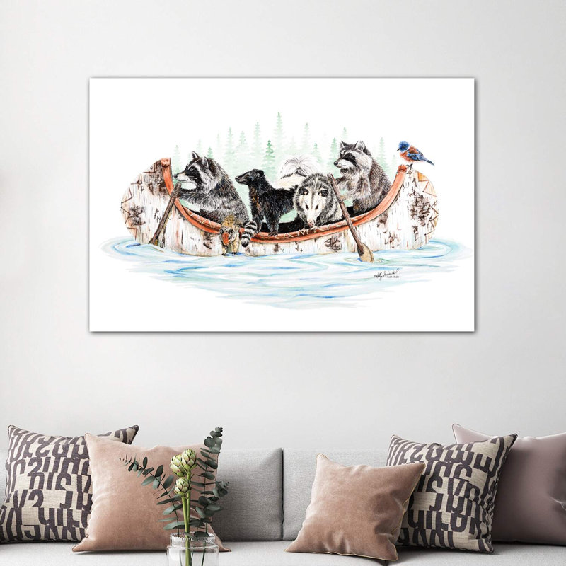 Critter Canoe by Holly Simental - Wrapped Canvas Print, 152.5 cm H x 101.5 cm W