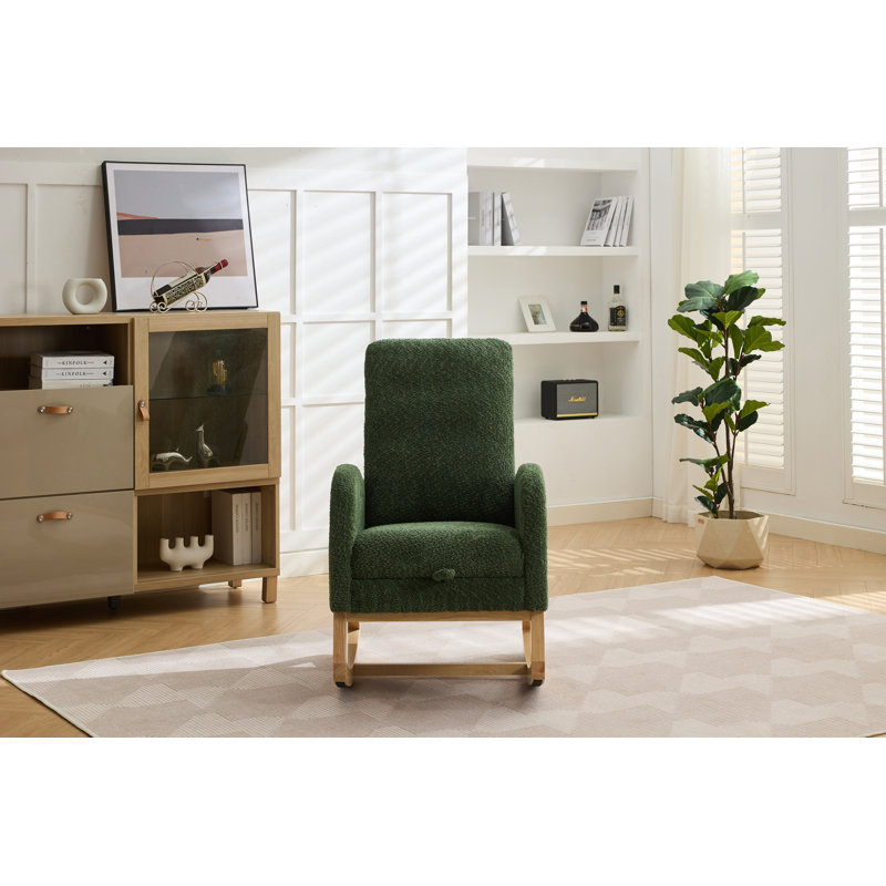 Accent Rocking Chair With Footrest, Green, Natural