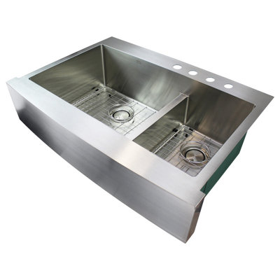Diamond 35.75 " L Double Bowl Stainless Steel Kitchen Sink