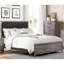 Lit double de chambre à coucher en gris brunâtre avec base de similicuir et base en similicuir