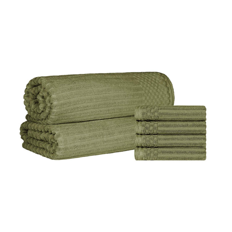 Ensemble de 4 serviettes de bain Keshayla, Vert sauge