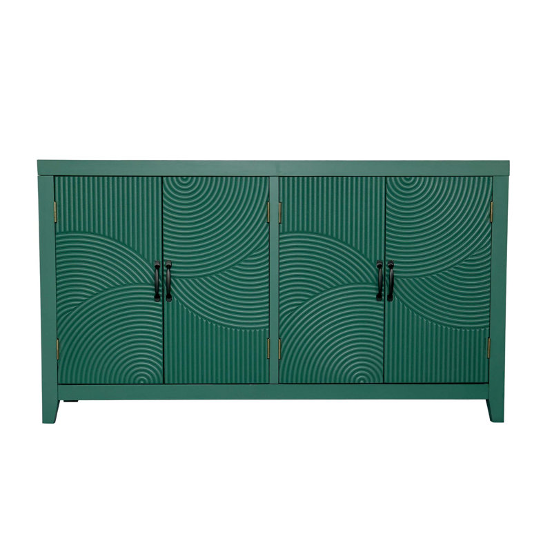 Armoire d'appoint Mid-Century moderne à 4 portes avec tablettes réglables, parfaite pour le vestibule, le salon et la salle à manger