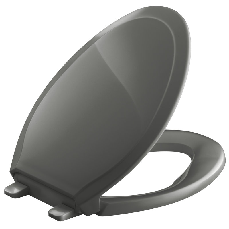 Rutledge Quiet-Close with Grip-Tightelongated Toilet Seat, Thunder Gray, Non Ready Latch