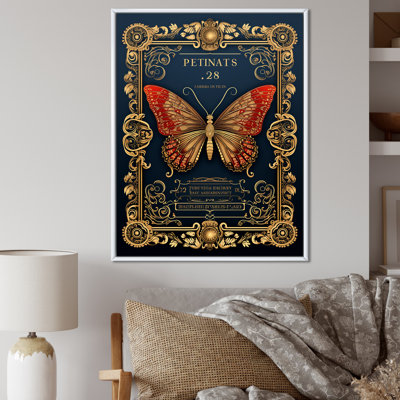 Illustration rétro d'un papillon rouge