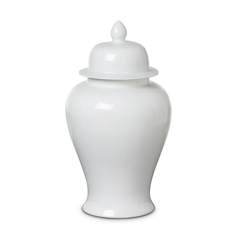 Imperial Ceramic Ginger Jar, Indigo, Small, 15.35" H x 8.26" W x 8.26" D, 35 pieces, Ivory