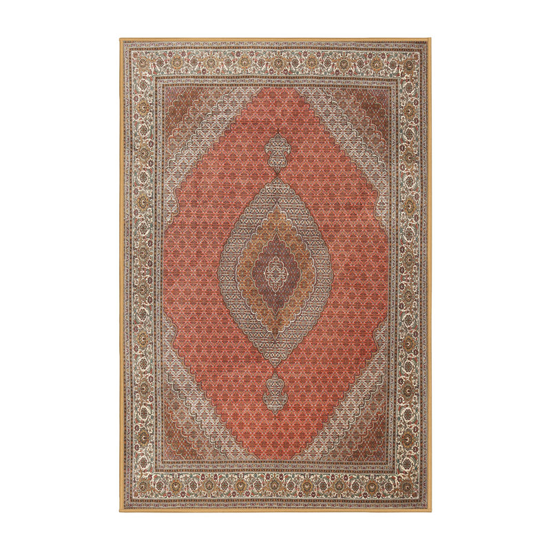 Tapis en laine orange / gris, Rectangle 7 pi x 9 pi