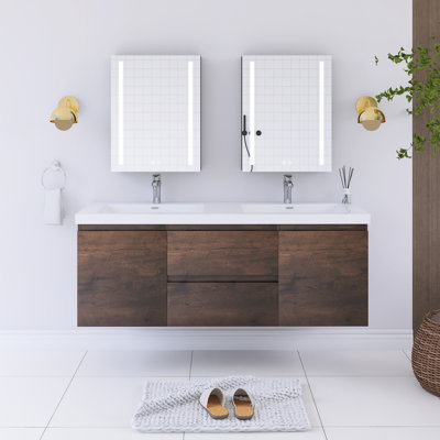 Reca 59.05'' Double Bathroom Vanity with Resin Top