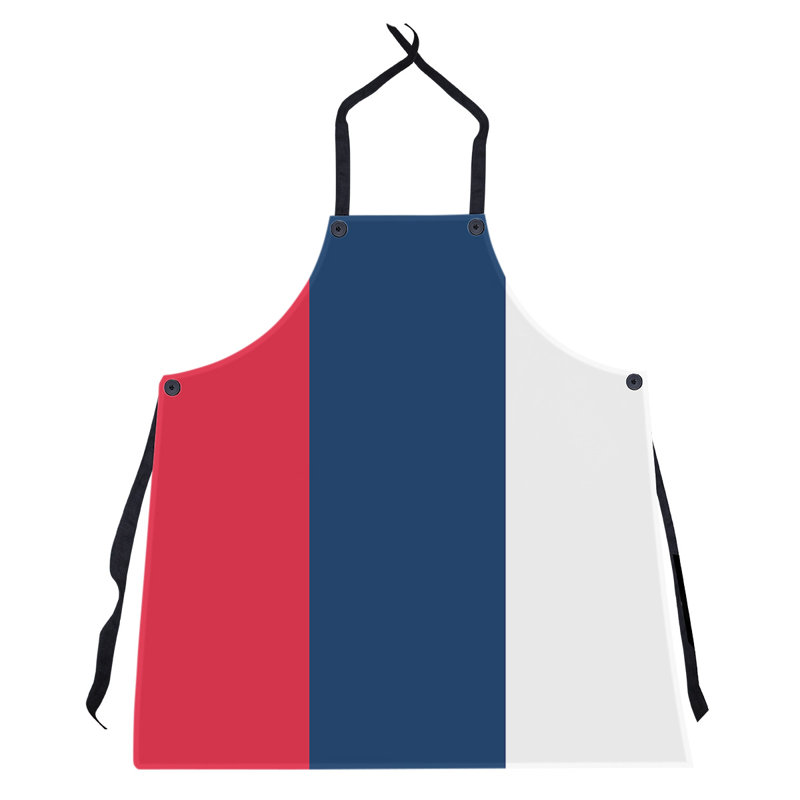 No Pattern Bib Apron, Red/Navy Blue/White