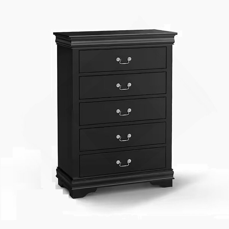 Commode à finition cerisier foncé 1pc avec tiroirs en queue d'aronde, Noir