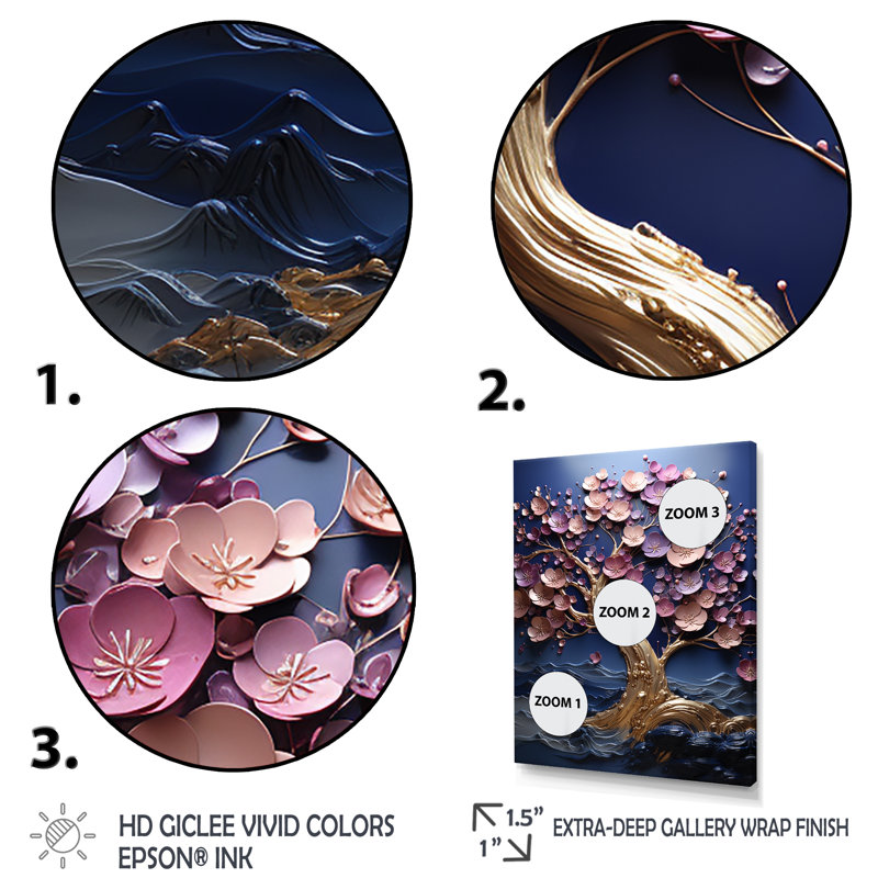 Orchidée dorée, jardin de branches II - art mural arbre, H 40 po x l 30 po x P 1,5 po, Cadre flottant noir