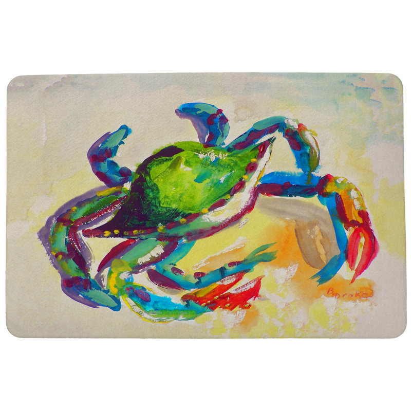Tapis d'intérieur / extérieur antidérapant Liesl Crab, Rectangle 1 pi 6 po x 2 pi 2 po