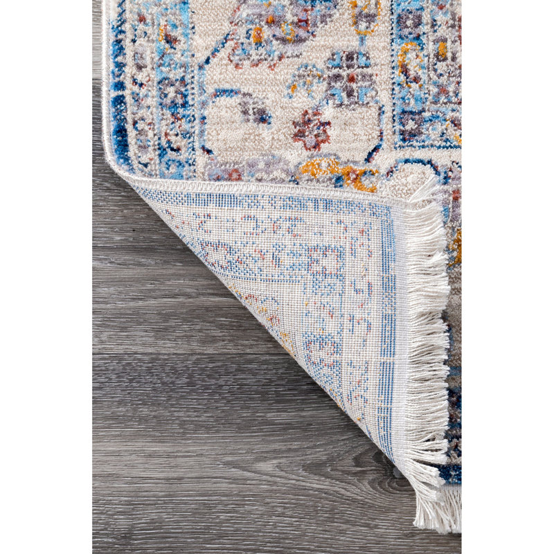 Tapis gris de style oriental Fergus, Rectangle 3 pi x 5 pi