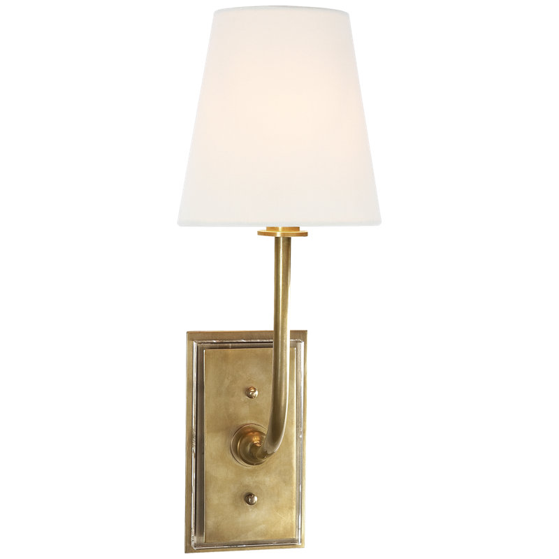 Thomas O'Brien Hulton Sconce, Hand-Rubbed Antique Brass, Fabric