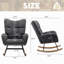 Fauteuil berçant à oreilles en tissu Teddy avec poche de rangement latérale, fauteuil d'allaitement doux et confortable, base en bois massif robuste et sécuritaire, fauteuil d'appoint multifonctionnel pour chambre d'enfant et salon, gris.-134637505