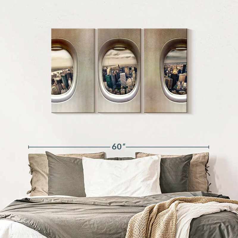 Ensemble de 3 fenêtres sur toile, H 28 po x l 45 po x P 1,25 po