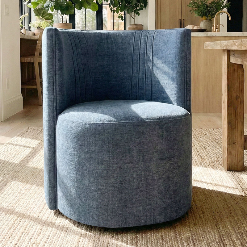 Chaise de baril texturée avec roulettes dissimulées, Bleu