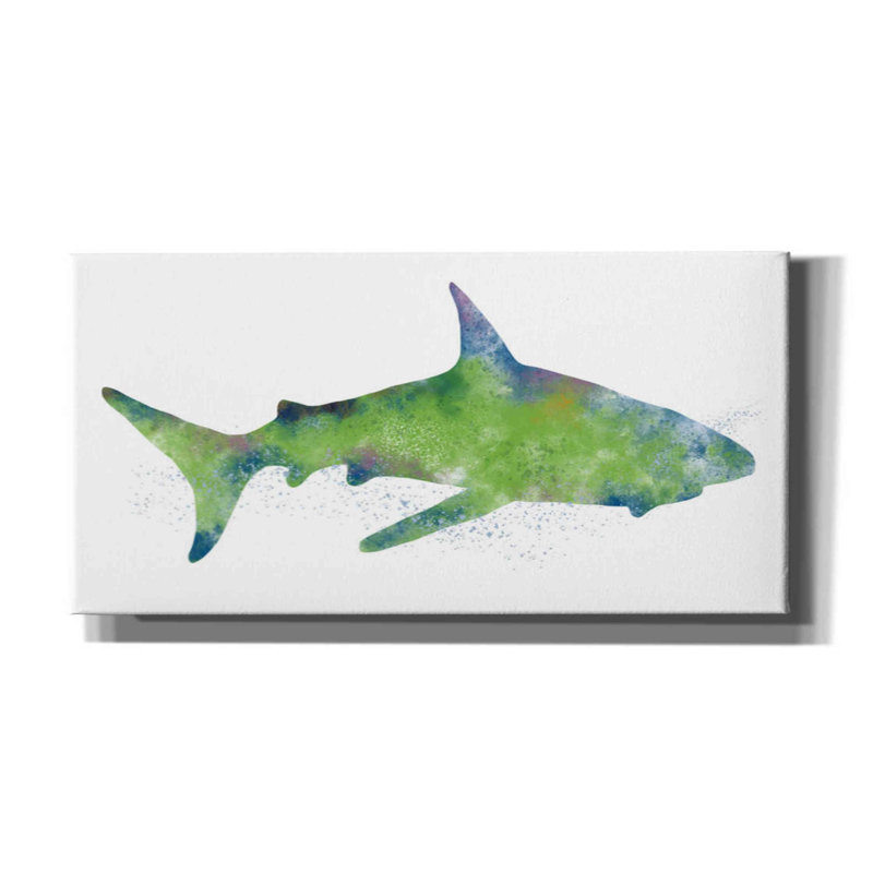 «Watercolor Shark II» par Linda Woods, impression sur toile tendue, H 12 po x l 24 po x P 0,75 po