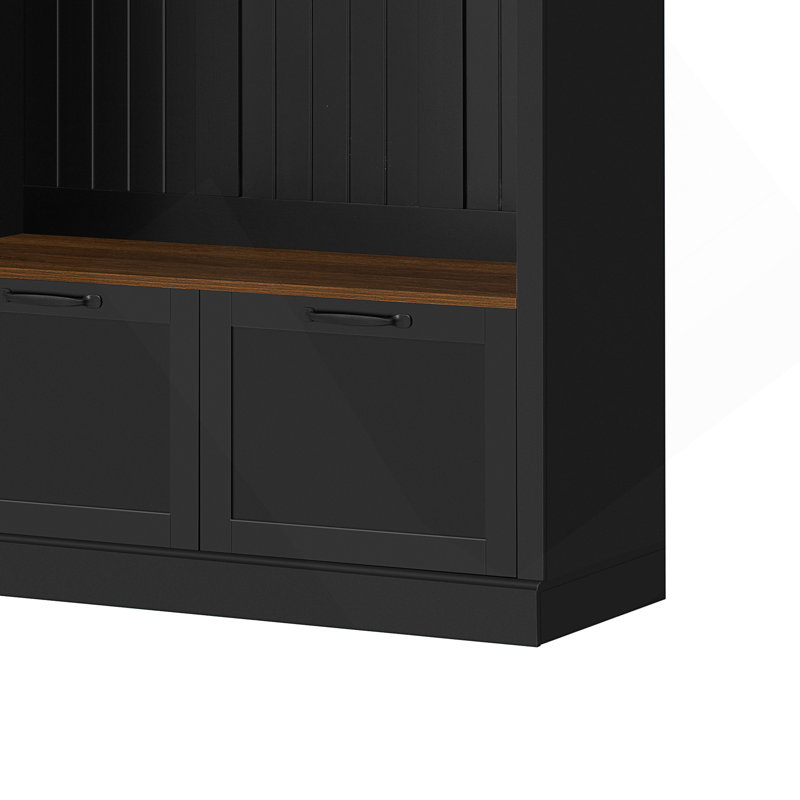 3-in-1 Hall Tree with Overhead Storage, Adjustable Shelves, Heavy-Duty Hooks, Spacious Drawers, and Grooved Back Panel for Entryway Organization