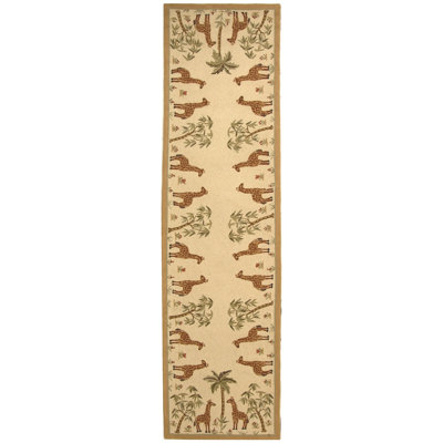 tapis beige en laine crocheté à la main girafes fantaisie Chelsea