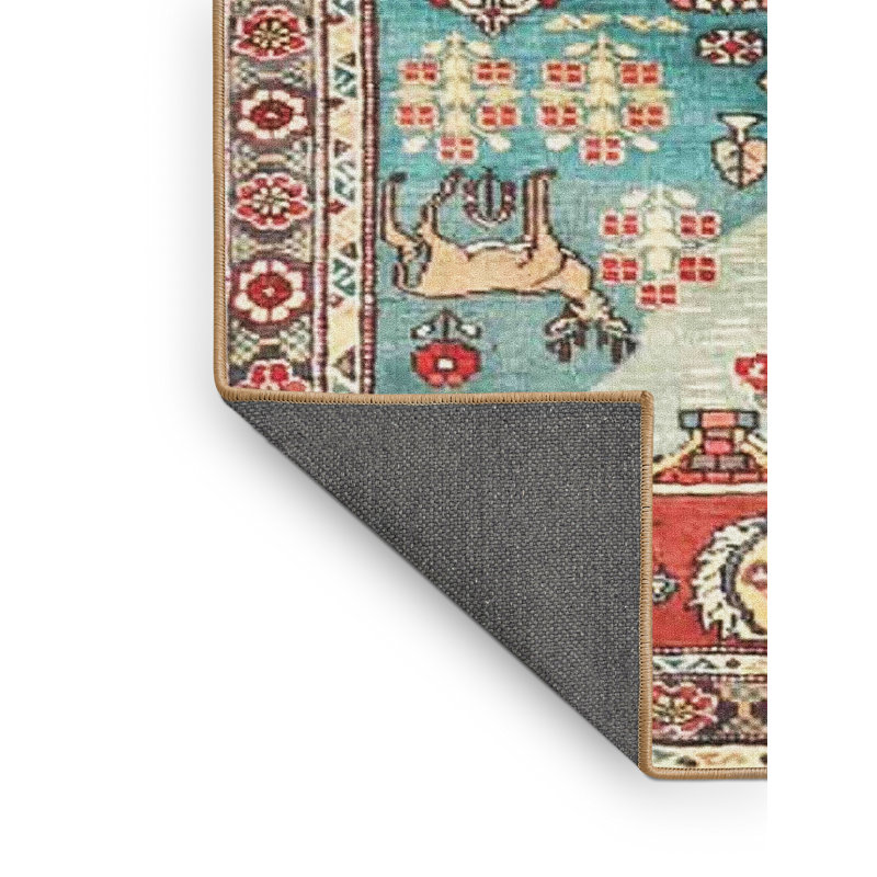 Tapis oriental turquoise / orange / brun, Rectangle 7 pi x 10 pi