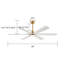 Ventilateur de plafond doré et blanc avec lumière, grand ventilateur de plafond en bois massif de 60 po / 72 po avec télécommande et contrôle intelligent, moteur réversible à 6 vitesses CC, température de couleur de 3 po, tiges verticales de 6 po / 12 po / 24 po pour plafonds hauts et bas-860208354