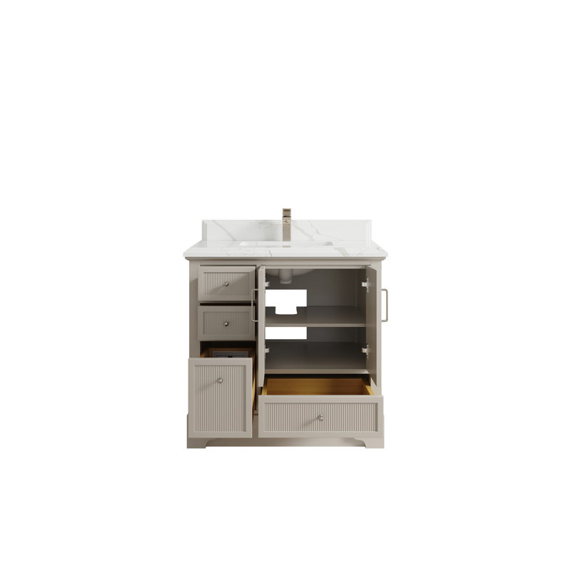 Ensemble de meuble-lavabo simple 36 po avec plateau Alys, Calacatta Laza