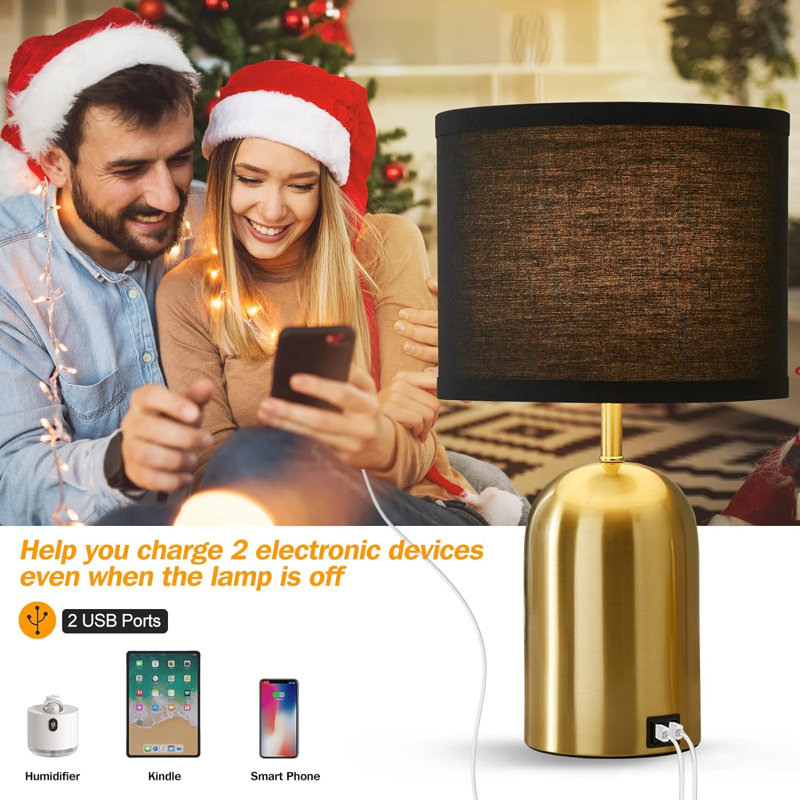 Canmore Metal USB Table Lamp, Black