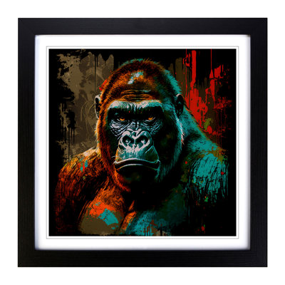 Gorilla Retro Art - Single Picture Frame Print on Wood