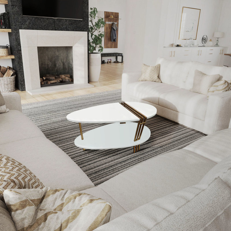 Table basse moderne, forme elliptique ovale