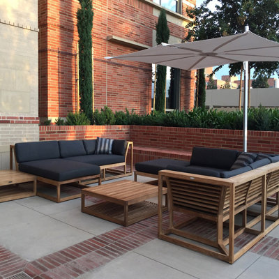 Teak 6 - Person Modular Patio Conversation Sets with Cushions