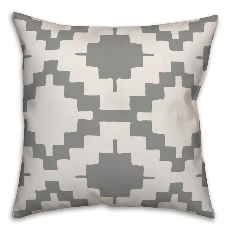  Coussin Aztec, 18 po x 18 po, Gris