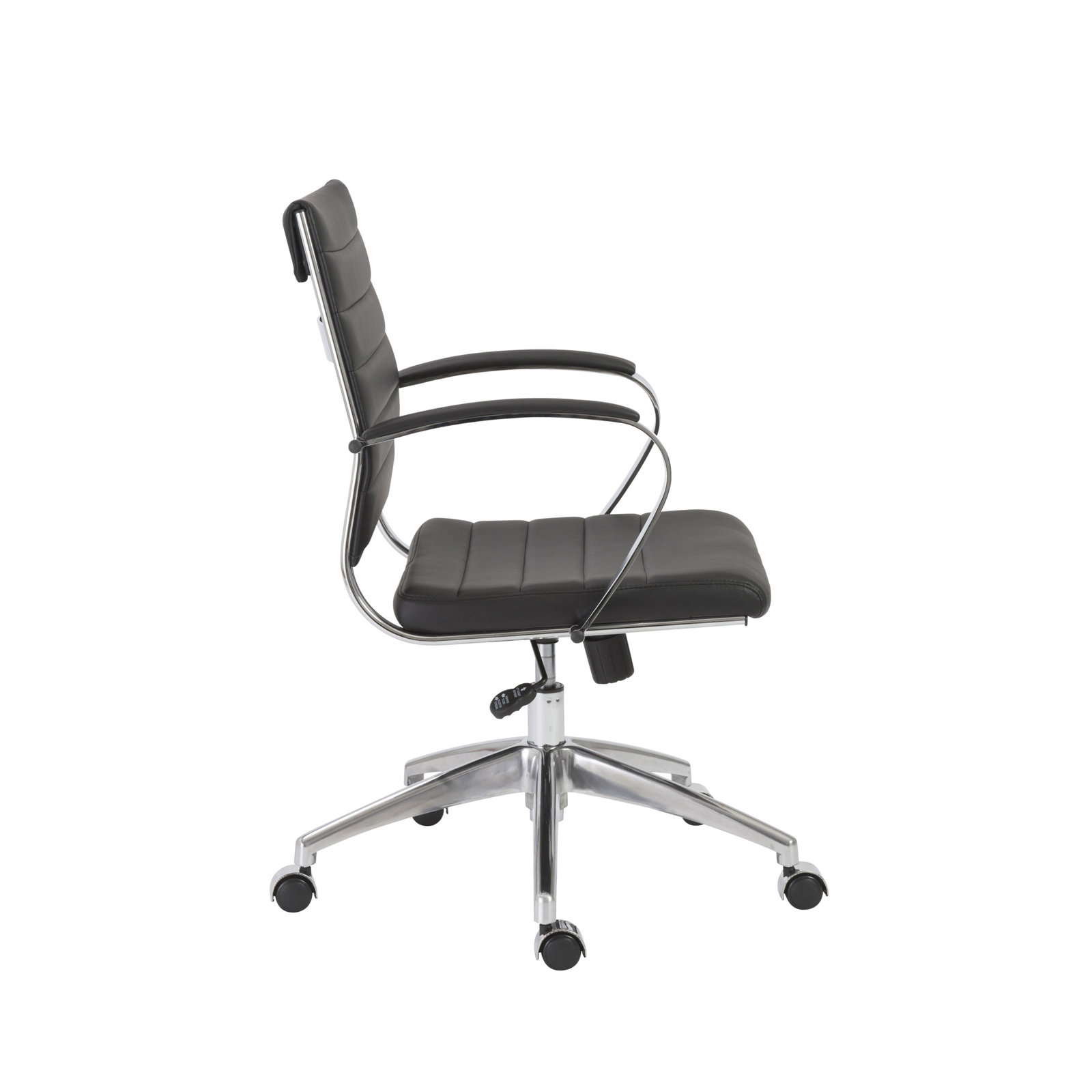 Rossie Office Chair, Fixed, Black Faux Leather